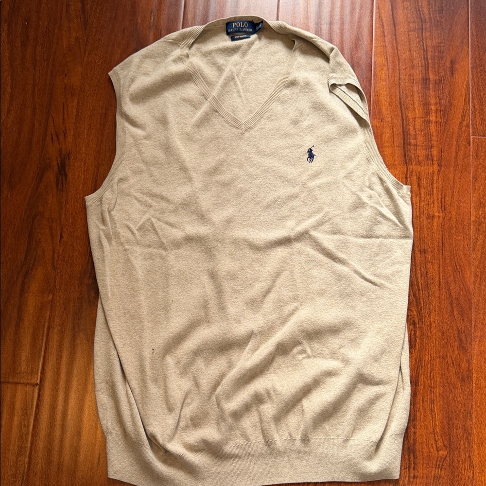 Polo by Ralph Lauren Men's Beige V-Neck Sweater Vest